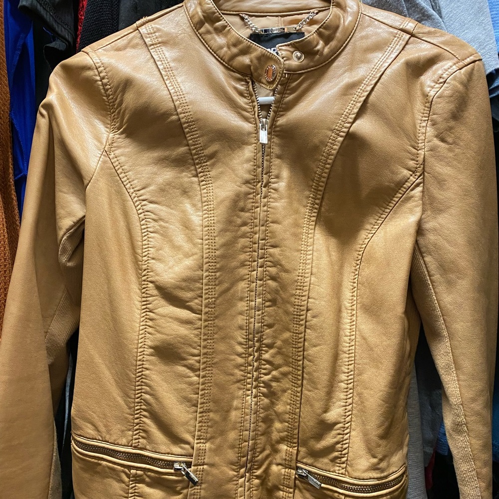 Express Genuine Leather Suede Zip Up Moto Biker Jacket.